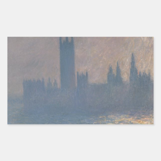 Pegatina Rectangular Claude Monet - Cámaras del Parlamento, luz del sol (Anverso)