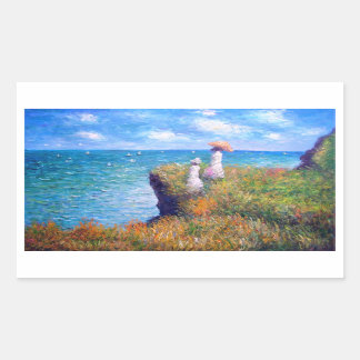 Pegatina Rectangular Claude Monet: Caminata acantilado en Pourville
