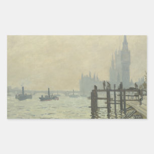 Pegatina Rectangular Claude Monet - El Támesis en Westminster