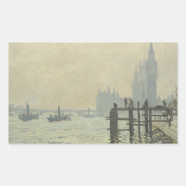 Pegatina Rectangular Claude Monet - El Támesis en Westminster (Anverso)