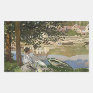 Pegatina Rectangular Claude Monet - En la orilla del Sena, Bennecour