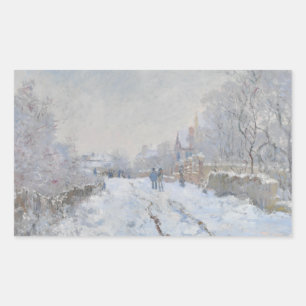 Pegatina Rectangular Claude Monet - Escena de nieve en Argentina