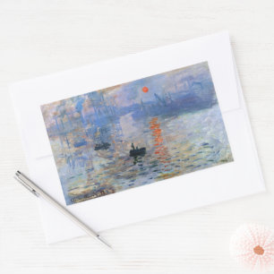 Pegatina Rectangular Claude Monet Impresión Amanecer 1872 Puerto Arte