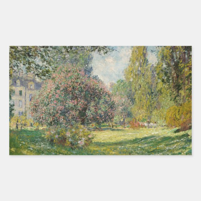 Pegatina Rectangular Claude Monet - Paisaje: El Monceau del Parque (Anverso)