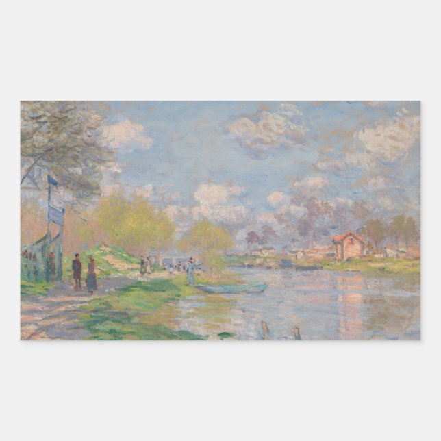 Pegatina Rectangular Claude Monet - Primavera por el Sena (Anverso)