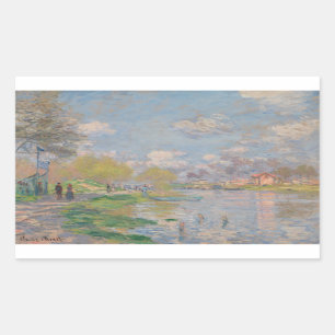 Pegatina Rectangular Claude Monet - Primavera por el Sena