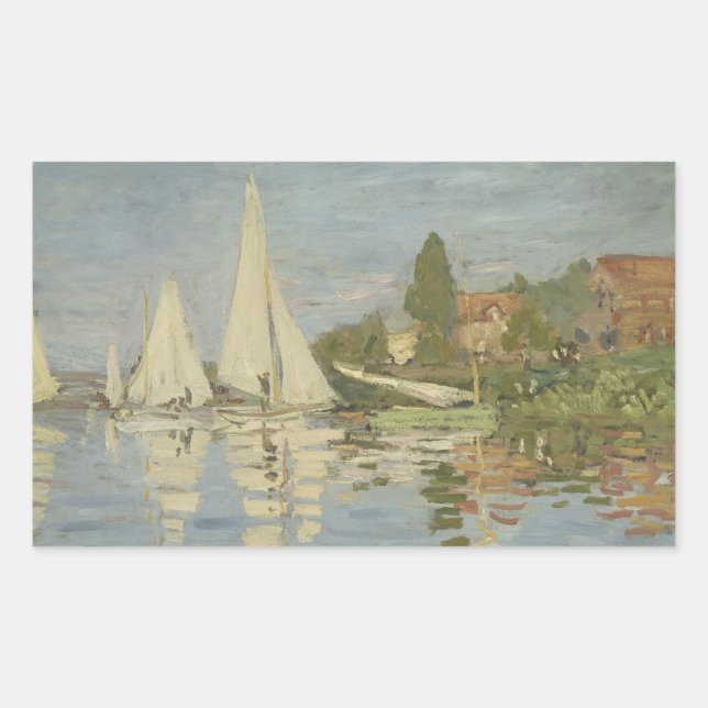 Pegatina Rectangular Claude Monet - Regattas en Argenteuil (Anverso)