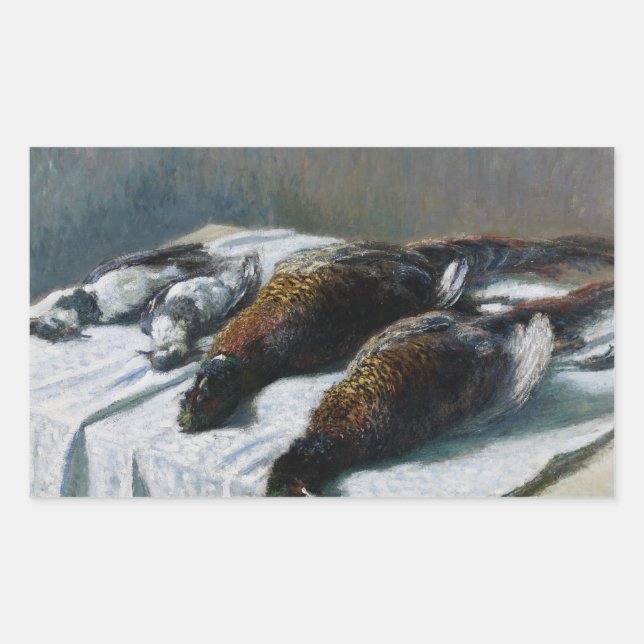 Pegatina Rectangular Claude Monet - Todavía la vida con los faisanes (Anverso)