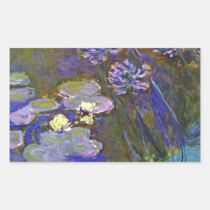 Pegatina Rectangular Claude Monet Water Lilies Agapanthus