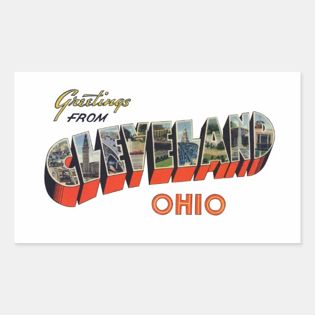 Pegatina Rectangular Cleveland Ohio (Anverso)