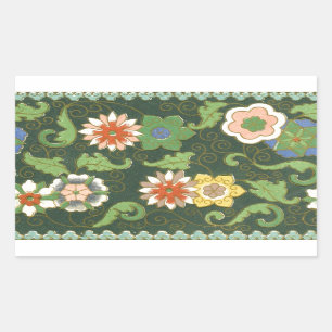 Pegatina Rectangular Cloisonne China Patter Asia Oriental