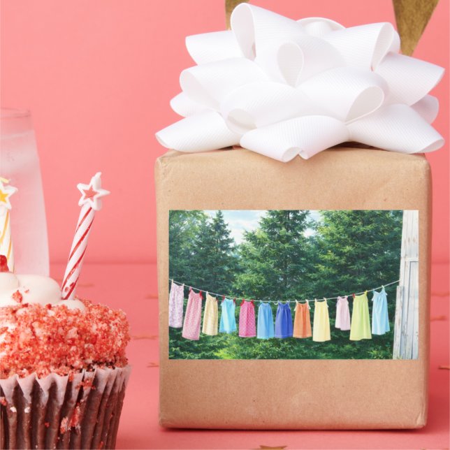 Pegatina Rectangular Clothesline Sticker | Nostalgic Laundry Line (Fiesta)