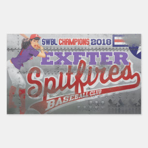 Pegatina Rectangular Club de béisbol de EXETER de los Spitfires del
