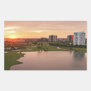 Pegatina Rectangular Club de campo en la puesta del sol, Aventura, la