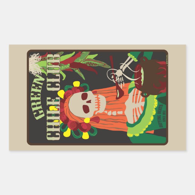 Pegatina Rectangular club de chile verde (Anverso)