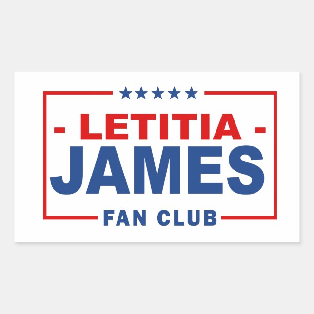 Pegatina Rectangular Club de Fans de Letitia James (Anverso)
