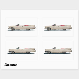 Pegatina Rectangular Coche blanco Cadillac