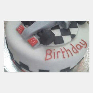 Pegatina Rectangular coche de carreras de cumpleaños feliz