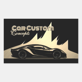 Pegatina Rectangular Coche moderno lujoso estilo negro y dorado grabado