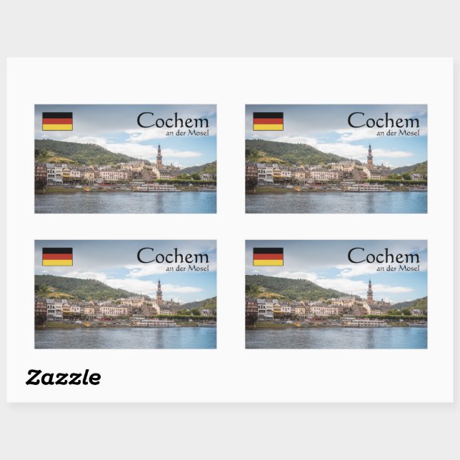 Pegatina Rectangular Cochem Alemania (Hoja)