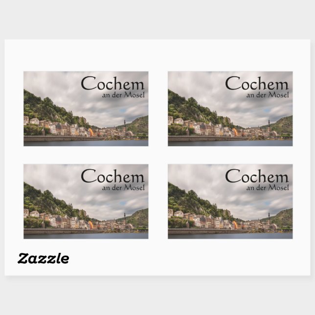 Pegatina Rectangular Cochem Mosel Alemania (Hoja)