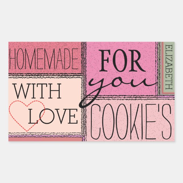 Pegatina Rectangular Cocinas caseras rusticas personalizadas (Anverso)