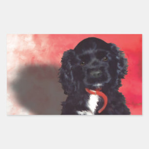 Pegatina Rectangular Cocker negro español pipa - Abby