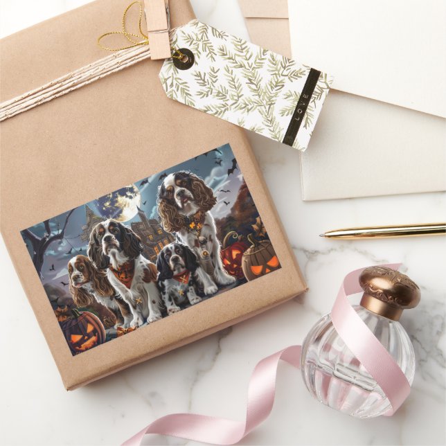 Pegatina Rectangular Cocker Spaniel Halloween Spooky (Regalar)