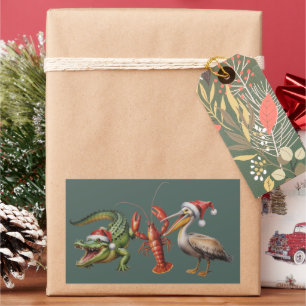 Pegatina Rectangular Cocodrilo de Navidad Pelícano Cangrejo de río Gans