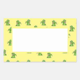 Pegatina Rectangular Cocodrilos verdes sobre amarillo