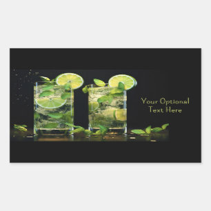 Pegatina Rectangular Cócteles de Mojito de texto personalizado