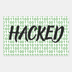 Pegatina Rectangular Código binario HACKED