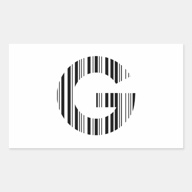 Pegatina Rectangular CÓDIGO DE BARRAS DE LA LETRA G Patrón de código de (Anverso)