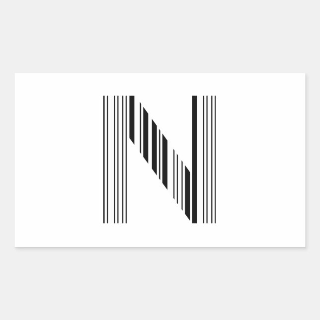 Pegatina Rectangular CÓDIGO DE BARRAS DE LA LETRA N Patrón de código de (Anverso)