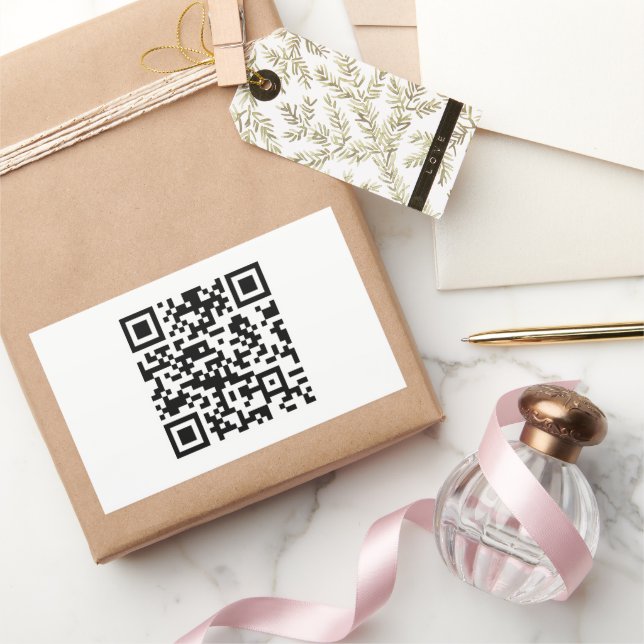 Pegatina Rectangular Código QR creado al instante (introduciendo su URL (Regalar)