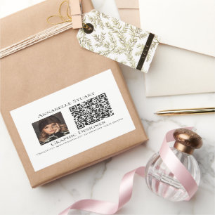 Pegatina Rectangular Código QR de foto Empresa Negocio 