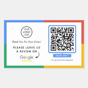 Pegatina Rectangular Código QR de Google Review   Business Review Us