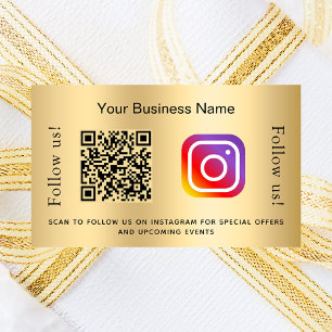 Pegatina Rectangular Código qr de negocio de oro instagram