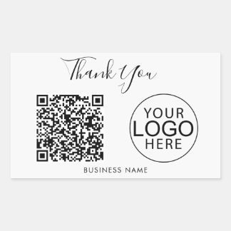 Pegatina Rectangular Código QR del logotipo de su empresa, guión de agr
