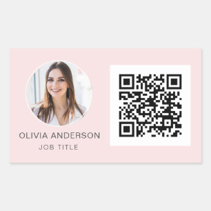 Pegatina Rectangular Código QR Foto profesional Rubor Rectangular rosa