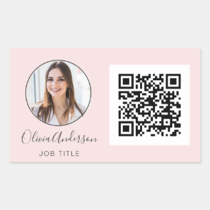 Pegatina Rectangular Código QR Foto profesional Rubor Rosa Gold