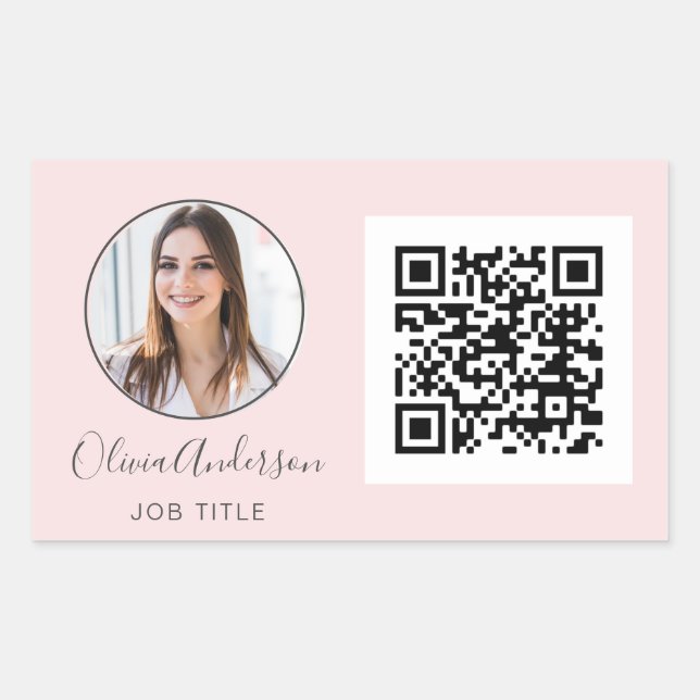 Pegatina Rectangular Código QR Foto profesional Rubor Rosa Gold (Anverso)