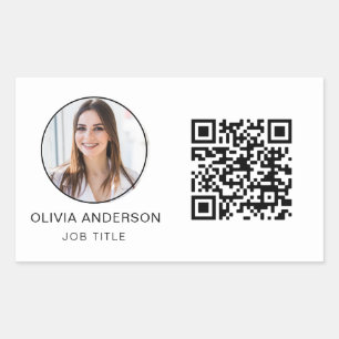Pegatina Rectangular Código QR Foto profesional Tarjeta de presentación