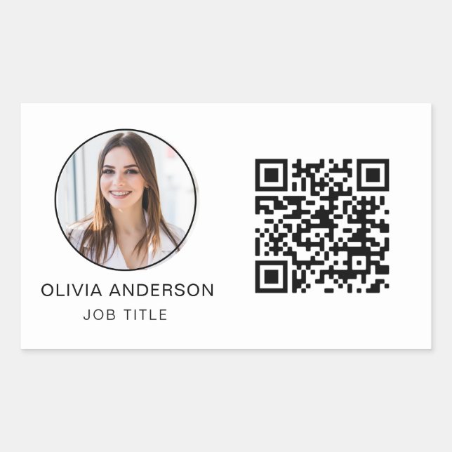 Pegatina Rectangular Código QR Foto profesional Tarjeta de presentación (Anverso)