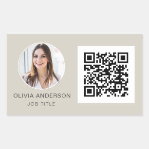 Pegatina Rectangular Código QR Foto profesional Tarjeta de visita Tan