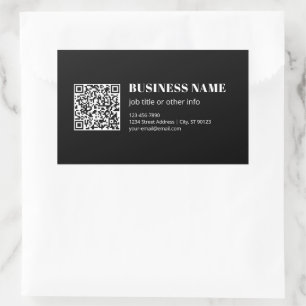 Pegatina Rectangular Código QR personalizado y texto retro-moderno edit
