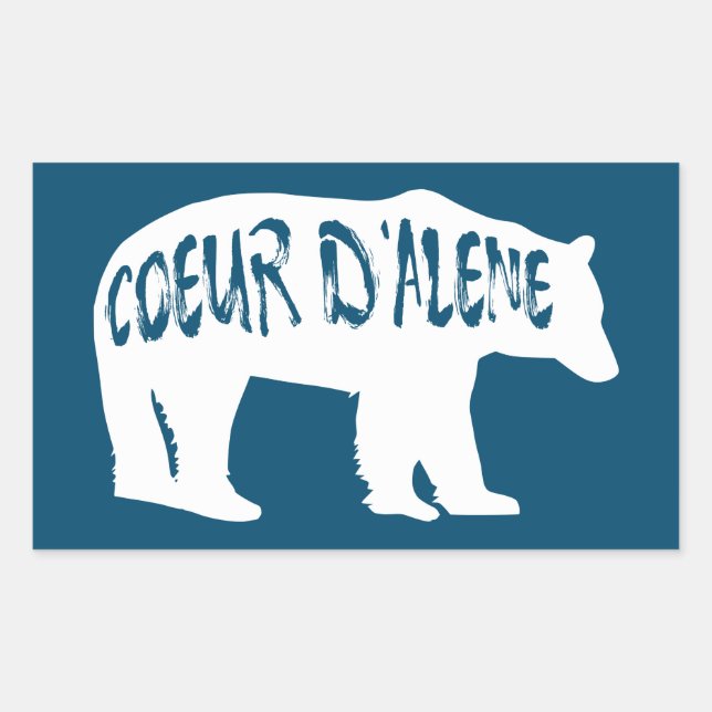 Pegatina Rectangular Coeur d'Alene Idaho Bear (Anverso)