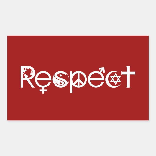Pegatina Rectangular Coexistir con Respeto - Paz Amabilidad y Toleranci (Anverso)