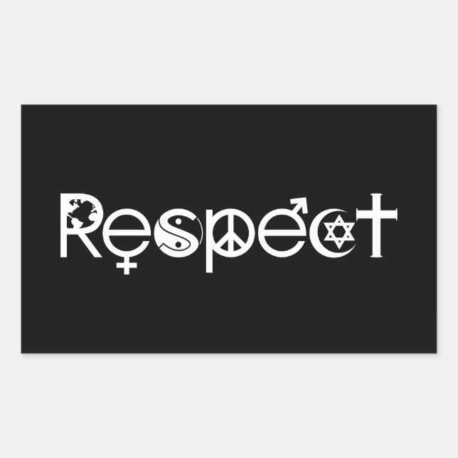 Pegatina Rectangular Coexistir con Respeto - Paz Amabilidad y Toleranci (Anverso)