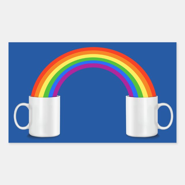 Pegatina Rectangular Coffee Rainbow Coffee Date T-Shirt (Anverso)